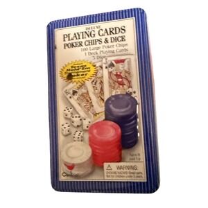 Cardinal Deluxe Poker Set 100 Chips Bicycle Jumbo Index Playing Cards 5 Dice